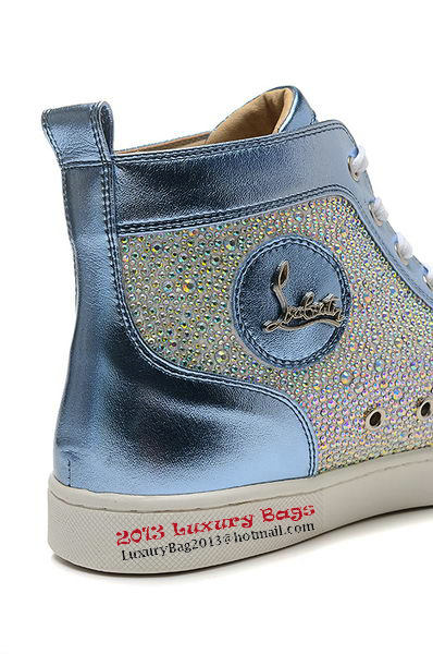 Christian Louboutin Casual Shoes Calfskin Leather CL828 Light Blue