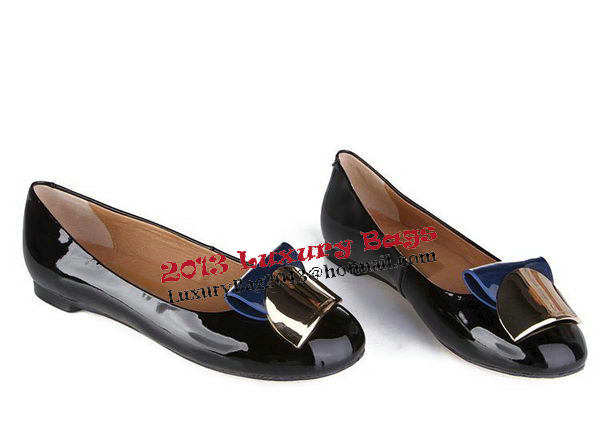 Salvatore Ferragamo Patent Leather Ballerina Flat Fl0454 Black