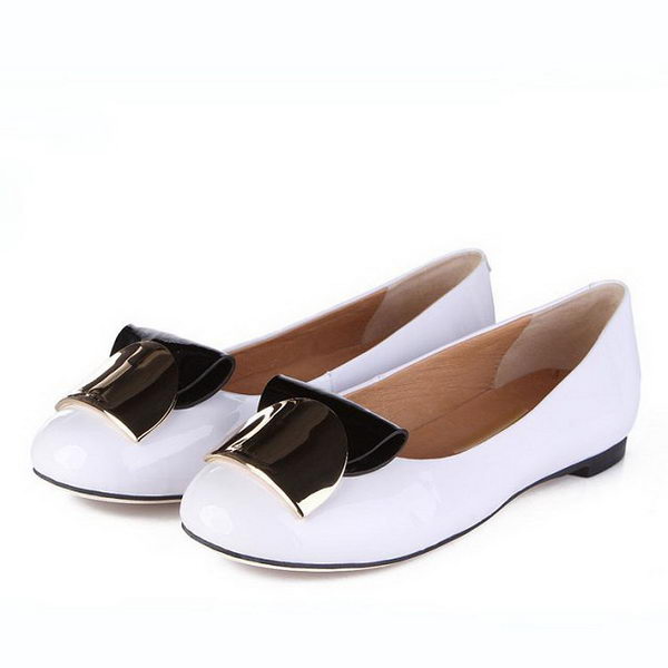 Salvatore Ferragamo Patent Leather Ballerina Flat Fl0454 White