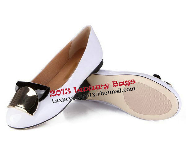 Salvatore Ferragamo Patent Leather Ballerina Flat Fl0454 White