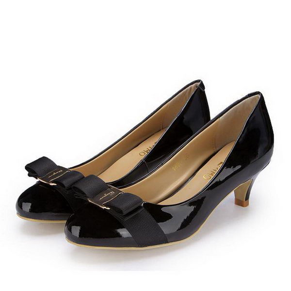 Salvatore Ferragamo Patent Leather Bow Pump FL0446 Black