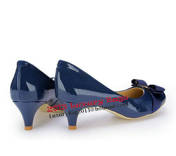 Salvatore Ferragamo Patent Leather Bow Pump FL0446 Blue