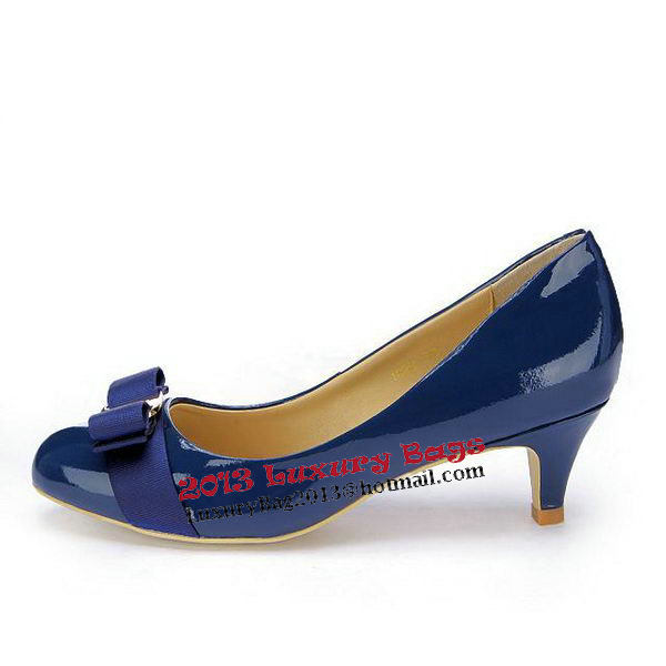 Salvatore Ferragamo Patent Leather Bow Pump FL0446 Blue