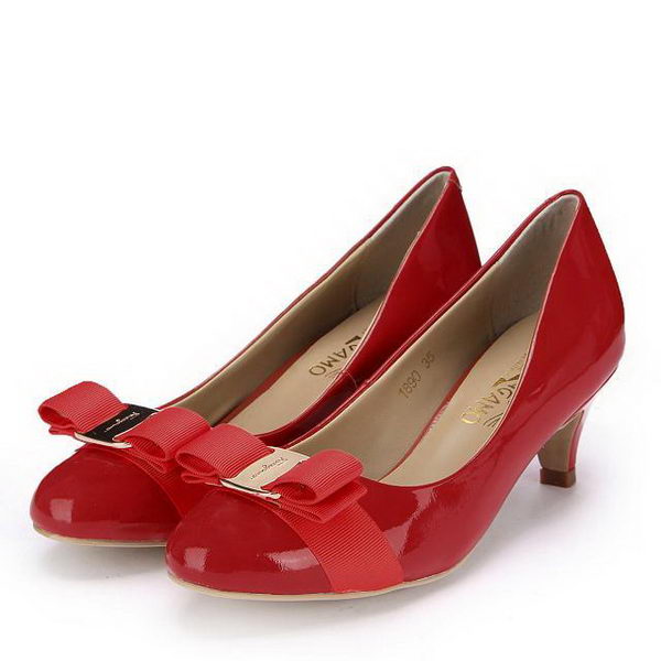 Salvatore Ferragamo Patent Leather Bow Pump FL0446 Red