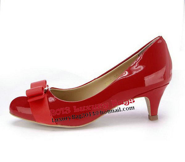 Salvatore Ferragamo Patent Leather Bow Pump FL0446 Red