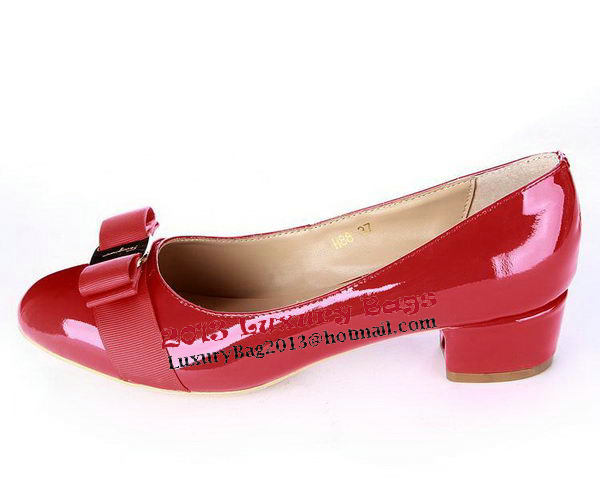 Salvatore Ferragamo Patent Leather Bow Pump FL0450 Red