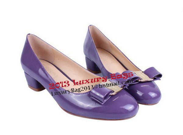Salvatore Ferragamo Patent Leather Pump FL0442 Purple