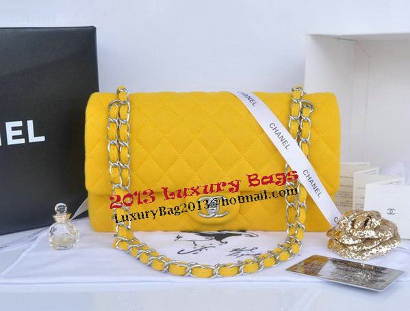 Chanel 2.55 Series Classic Flap Bag Denim Fabric CF1112 Lemon