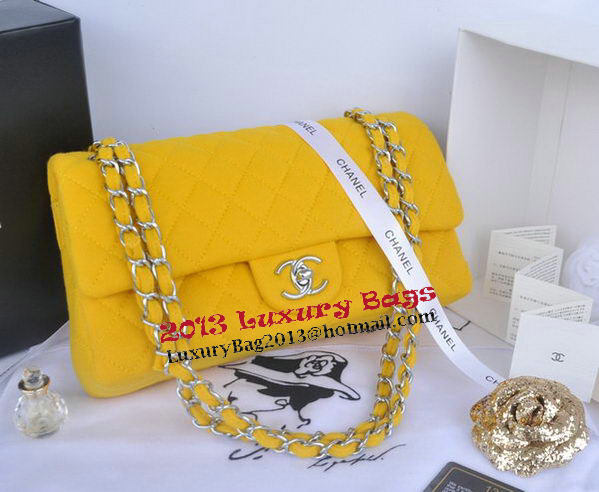 Chanel 2.55 Series Classic Flap Bag Denim Fabric CF1112 Lemon