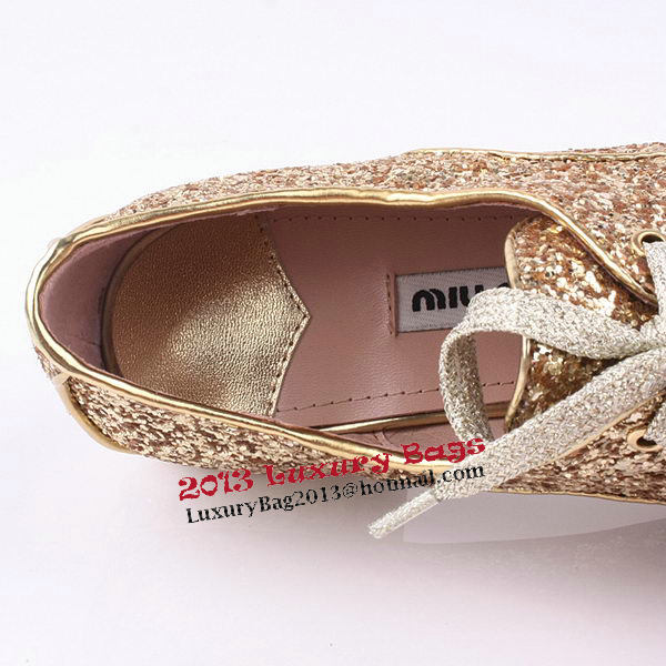 miu miu Casual Shoes Sequins Leather M308 Gold