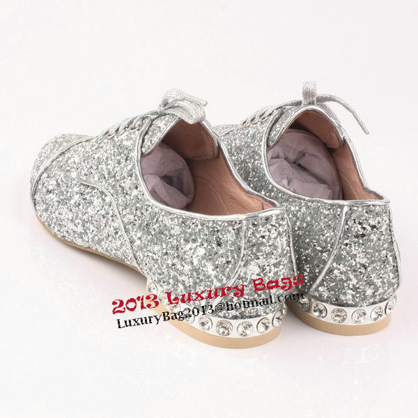 miu miu Casual Shoes Sequins Leather M308 Silver