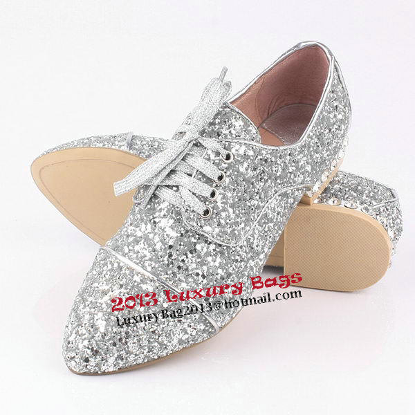 miu miu Casual Shoes Sequins Leather M308 Silver