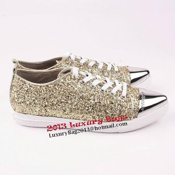 miu miu Casual Shoes Sequins Leather M310 Gold