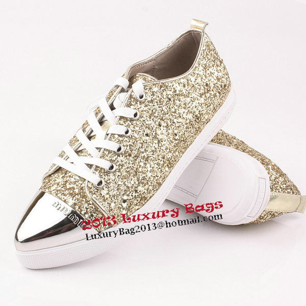 miu miu Casual Shoes Sequins Leather M310 Gold