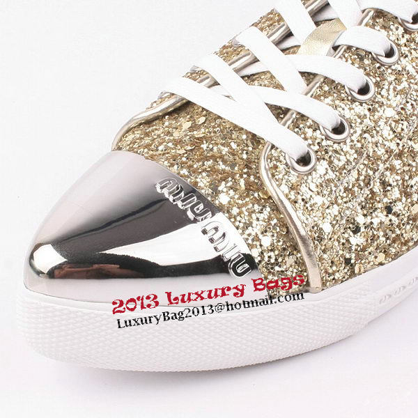 miu miu Casual Shoes Sequins Leather M310 Gold