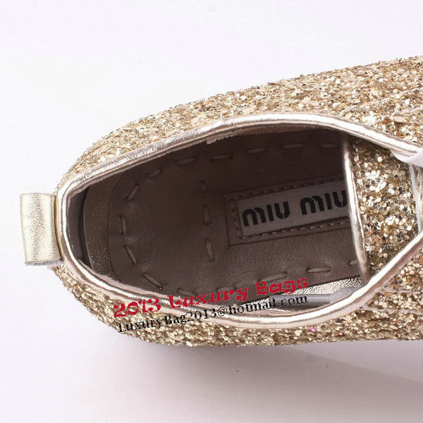 miu miu Casual Shoes Sequins Leather M310 Gold