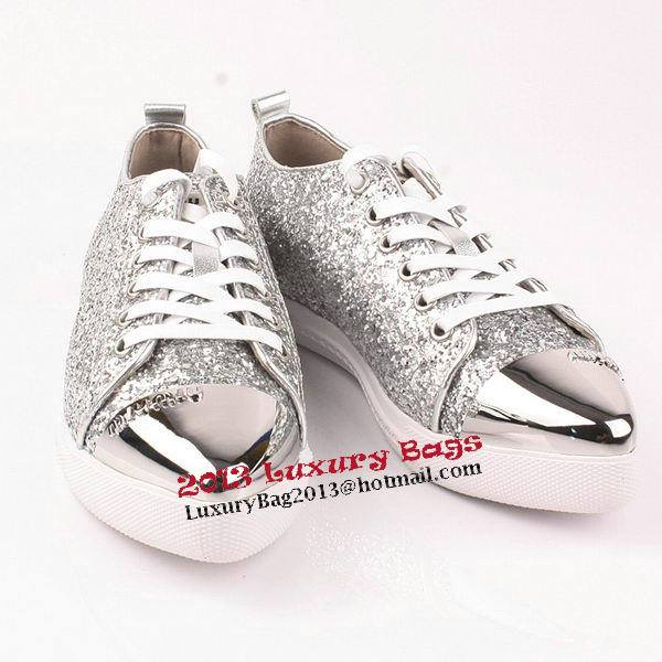 miu miu Casual Shoes Sequins Leather M310 Silver