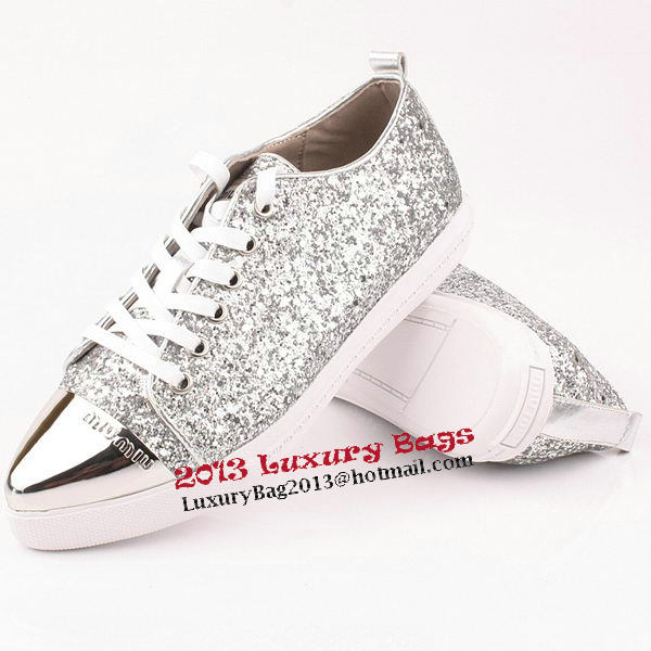 miu miu Casual Shoes Sequins Leather M310 Silver