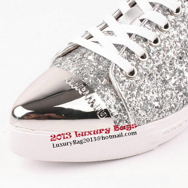 miu miu Casual Shoes Sequins Leather M310 Silver