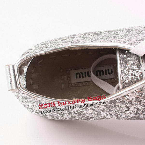 miu miu Casual Shoes Sequins Leather M310 Silver