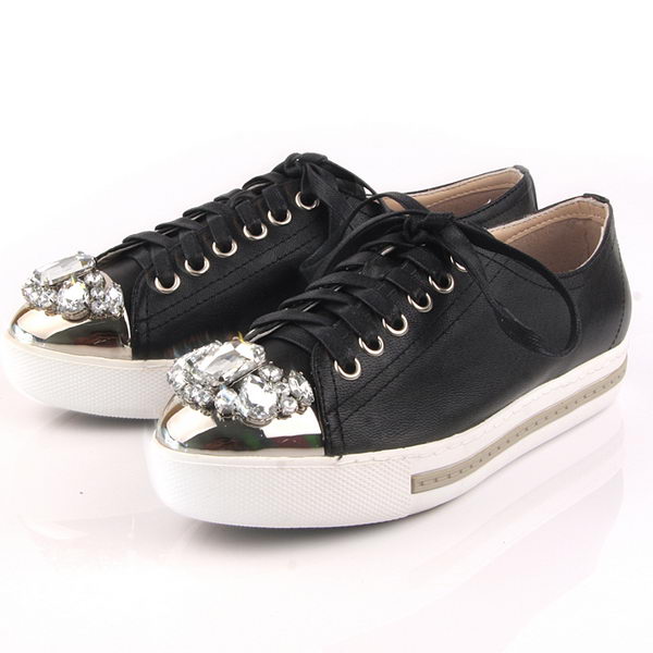 miu miu Casual Shoes Sheepskin Leather M305 Black