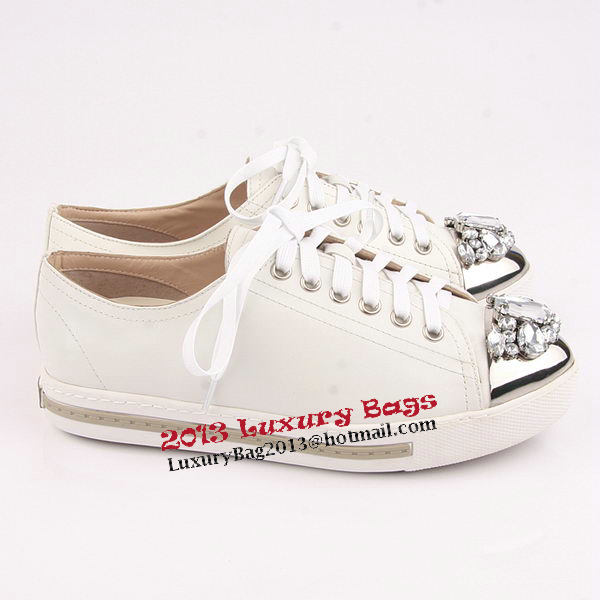 miu miu Casual Shoes Sheepskin Leather M305 White