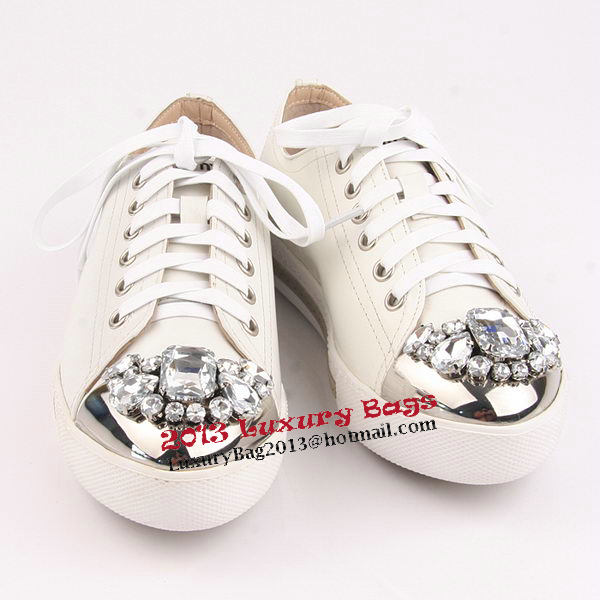 miu miu Casual Shoes Sheepskin Leather M305 White