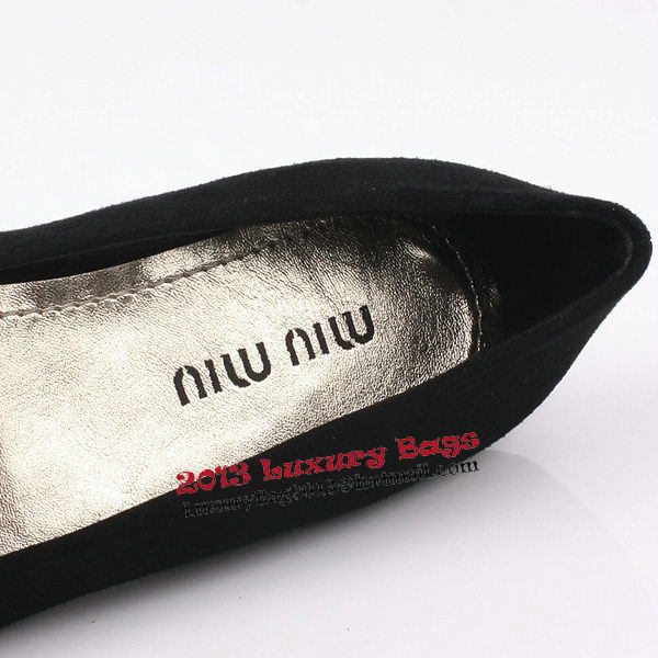 miu miu Casual Shoes Suede Leather M312 Black