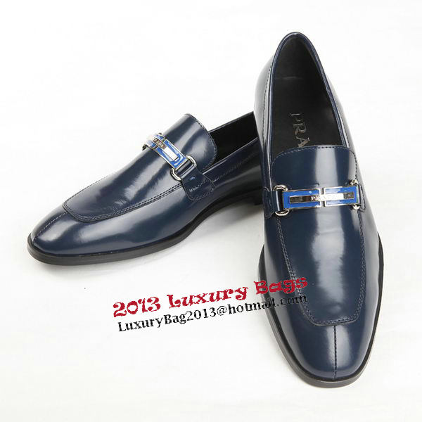 Prada Patent Leather Men Shoes PD333 Blue