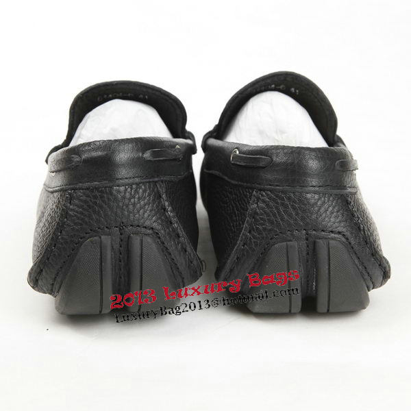 Salvatore Ferragamo Grainy Leather Men Shoes FL0456 Black