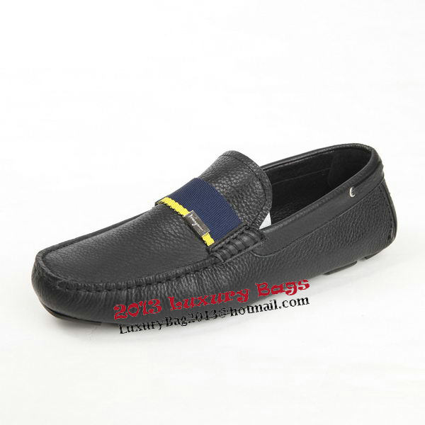 Salvatore Ferragamo Grainy Leather Men Shoes FL0456 Black