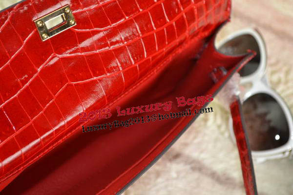 Hermes Kelly Clutch Bag Croco Leather K31 Red