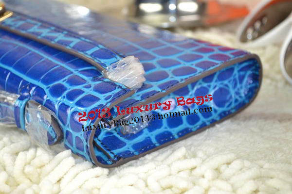 Hermes Kelly Clutch Bag Croco Leather K31 Royal