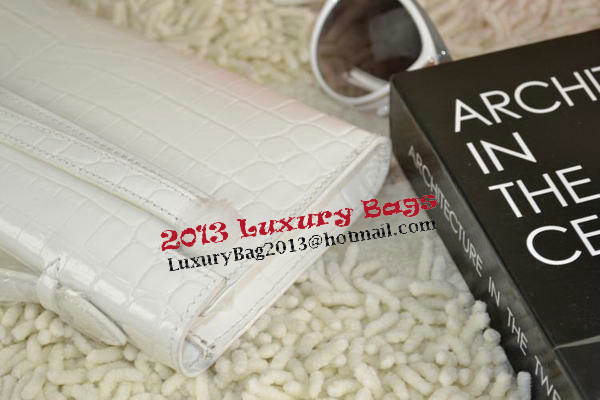 Hermes Kelly Clutch Bag Croco Leather K31 White