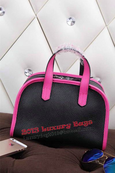 Hermes mini Boston Bag Grainy Leather H26 Black&Rosy