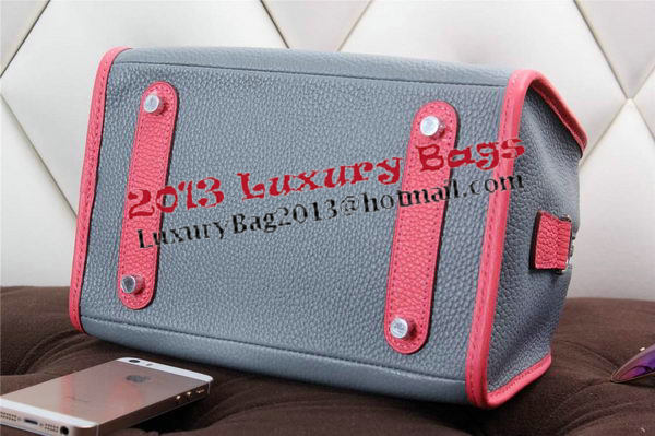 Hermes mini Boston Bag Grainy Leather H26 Blue&Rosy