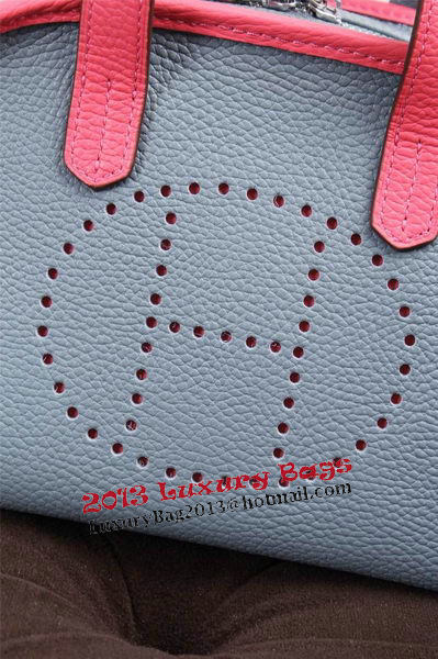 Hermes mini Boston Bag Grainy Leather H26 Blue&Rosy