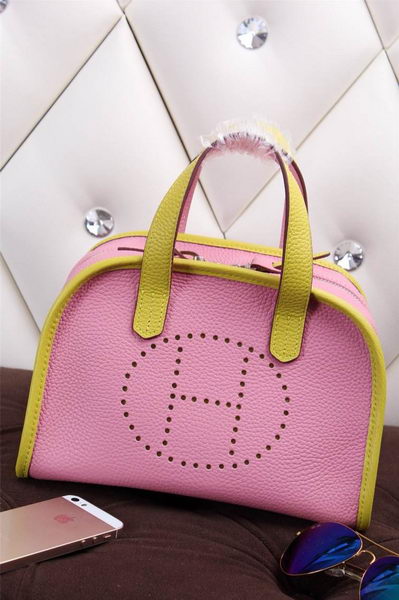 Hermes mini Boston Bag Grainy Leather H26 Pink