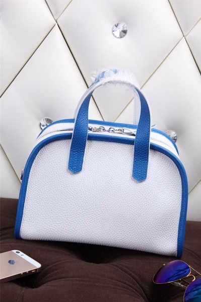 Hermes mini Boston Bag Grainy Leather H26 White&Blue