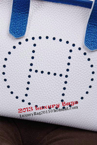 Hermes mini Boston Bag Grainy Leather H26 White&Blue
