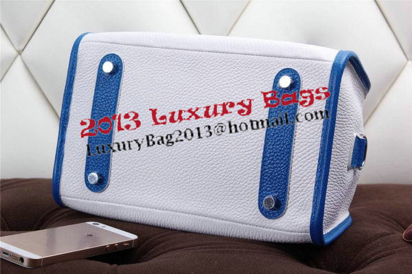 Hermes mini Boston Bag Grainy Leather H26 White&Blue