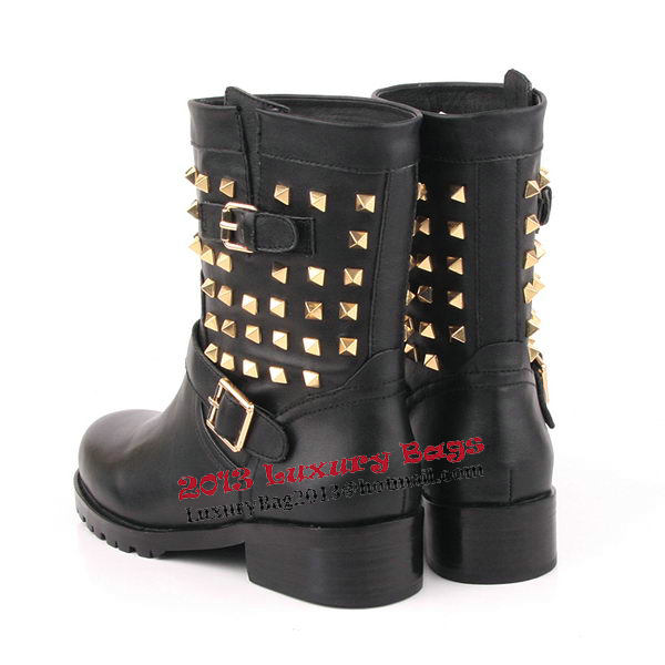 Valentino Sheepskin Leather Ankle Boot VT170 Black