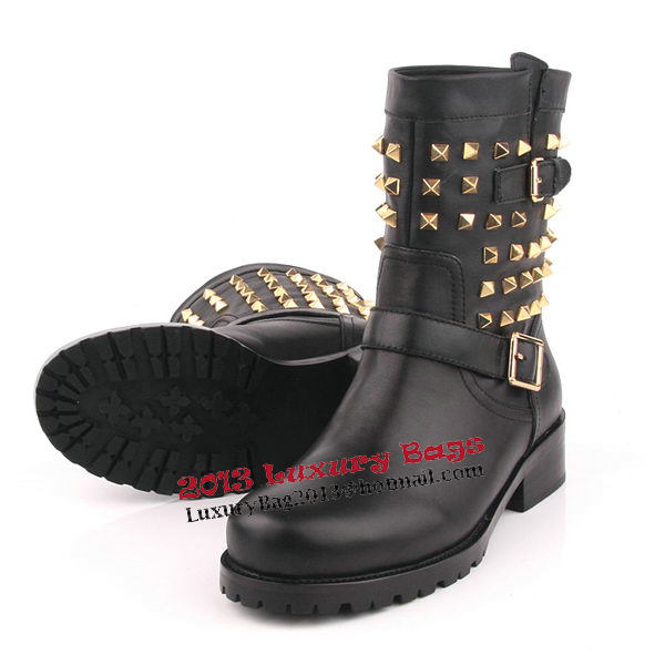 Valentino Sheepskin Leather Ankle Boot VT170 Black