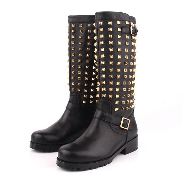 Valentino Sheepskin Leather Tall Boots VT172 Black