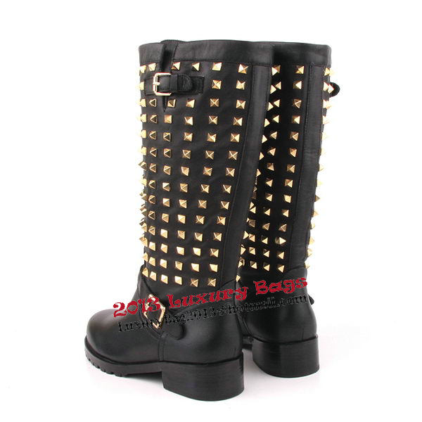 Valentino Sheepskin Leather Tall Boots VT172 Black