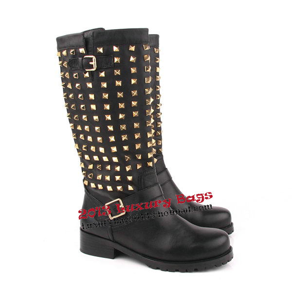 Valentino Sheepskin Leather Tall Boots VT172 Black