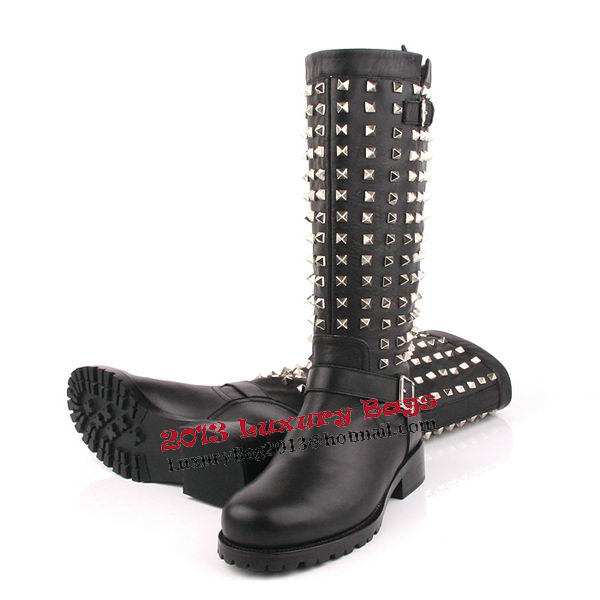 Valentino Sheepskin Leather Tall Boots VT173 Black