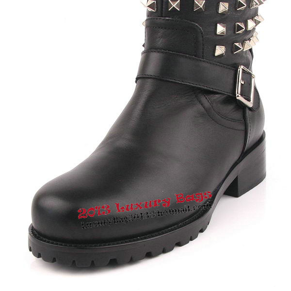 Valentino Sheepskin Leather Tall Boots VT173 Black