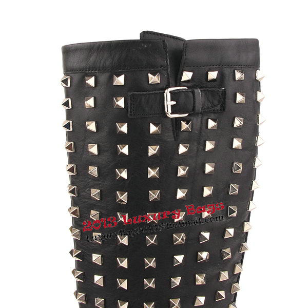 Valentino Sheepskin Leather Tall Boots VT173 Black