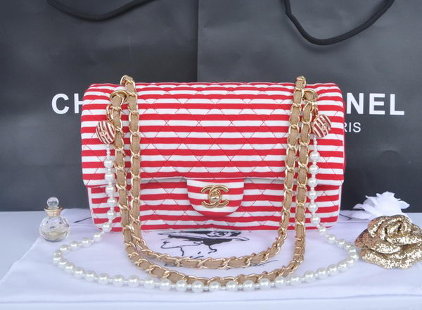 Chanel 2.55 Series Flap Bag Jersey and Lambskin CHA1112 Red